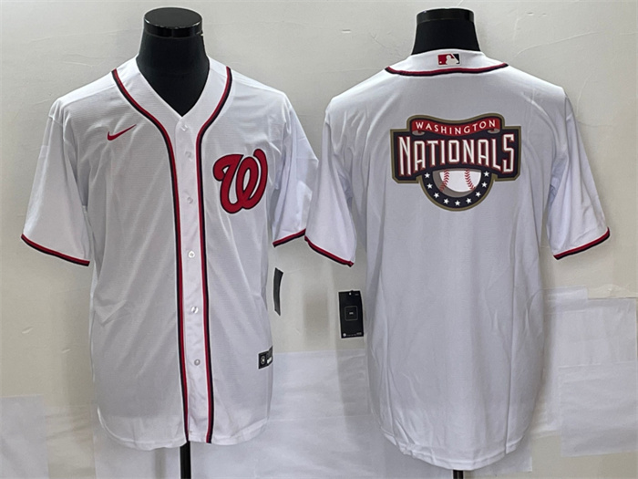 Men's Washington Nationals White Big Logo In Back Stitched Baseball Jersey Men's Washington Nationals White Big Logo In Back Stitched Baseball Jersey