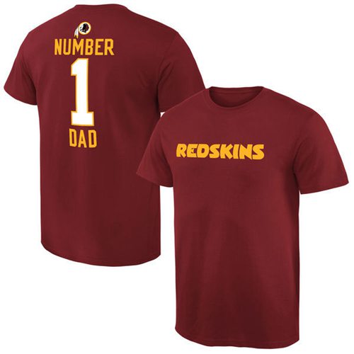 Men's Washington Redskins Pro Line College Number 1 Dad T-Shirt Red Men's Washington Redskins Pro Line College Number 1 Dad T-Shirt Red