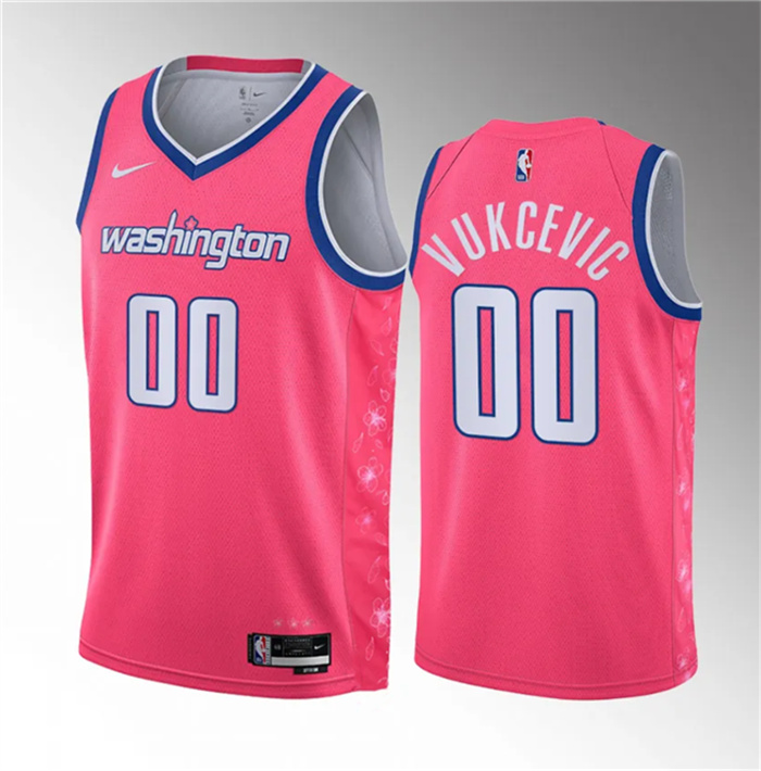 Men's Washington Wizards #00 Tristan Vukcevic Pink 2023 Draft City Edition Stitched Jersey Men's Washington Wizards #00 Tristan Vukcevic Pink 2023 Draft City Edition Stitched Jersey