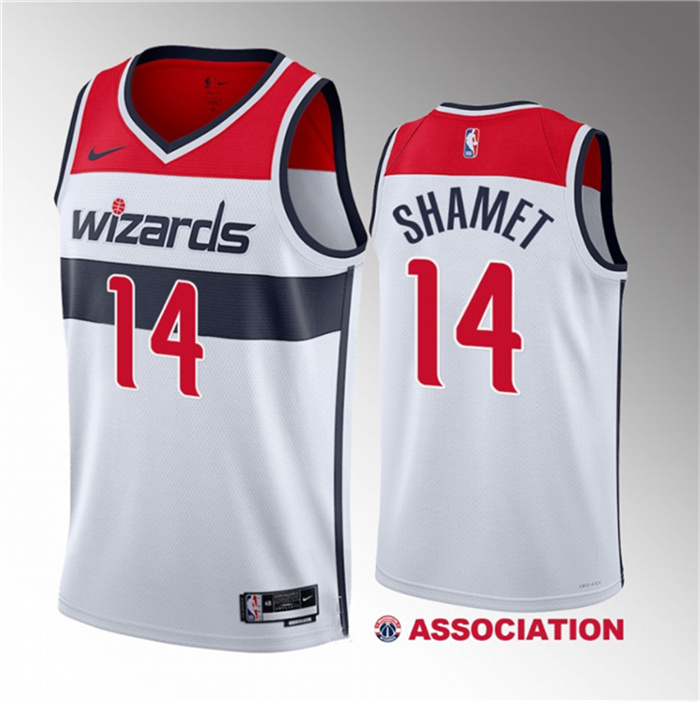 Men's Washington Wizards #14 Landry Shamet White Association Edition Stitched Jersey Men's Washington Wizards #14 Landry Shamet White Association Edition Stitched Jersey