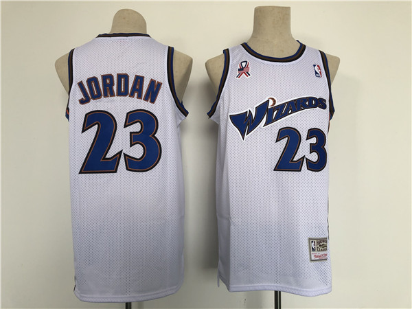 Men's Washington Wizards #23 Michael Jordan White Throwback Stitched Jersey Men's Washington Wizards #23 Michael Jordan White Throwback Stitched Jersey
