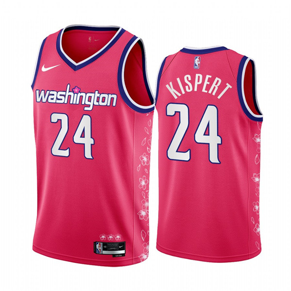 Men's Washington Wizards #24 Corey Kispert 2022 23 Pink Cherry Blossom City Edition Limited Stitched Basketball Jersey Men's Washington Wizards #24 Corey Kispert 2022 23 Pink Cherry Blossom City Edition Limited Stitched Basketball Jersey