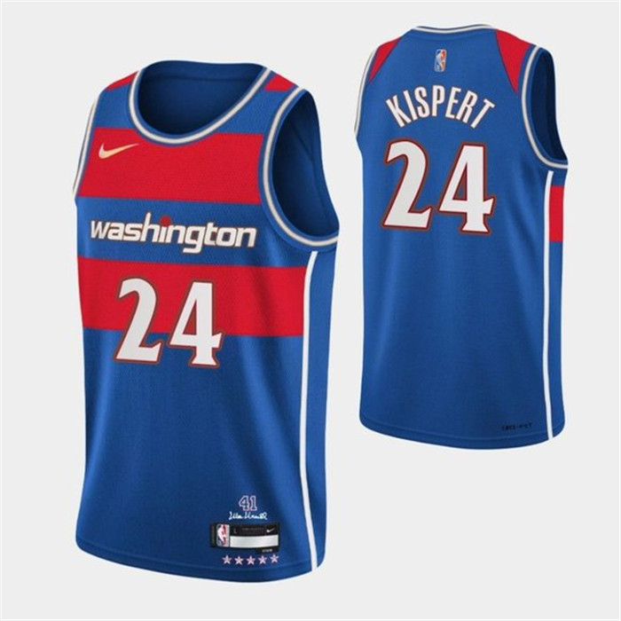 Men's Washington Wizards #24 Corey Kispert 75th Anniversary 2021 2022 Blue City Edition Swingman Stitched Jersey Men's Washington Wizards #24 Corey Kispert 75th Anniversary 2021 2022 Blue City Edition Swingman Stitched Jersey