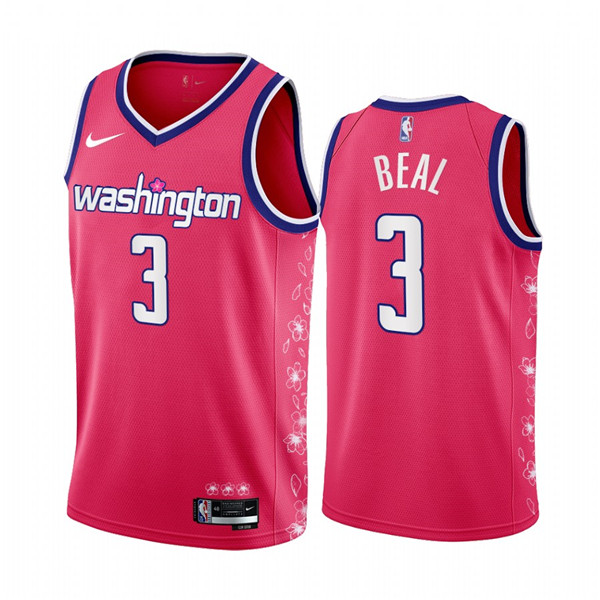 Men's Washington Wizards #3 Bradley Beal 2022 23 Pink Cherry Blossom City Edition Limited Stitched Basketball Jersey Men's Washington Wizards #3 Bradley Beal 2022 23 Pink Cherry Blossom City Edition Limited Stitched Basketball Jersey