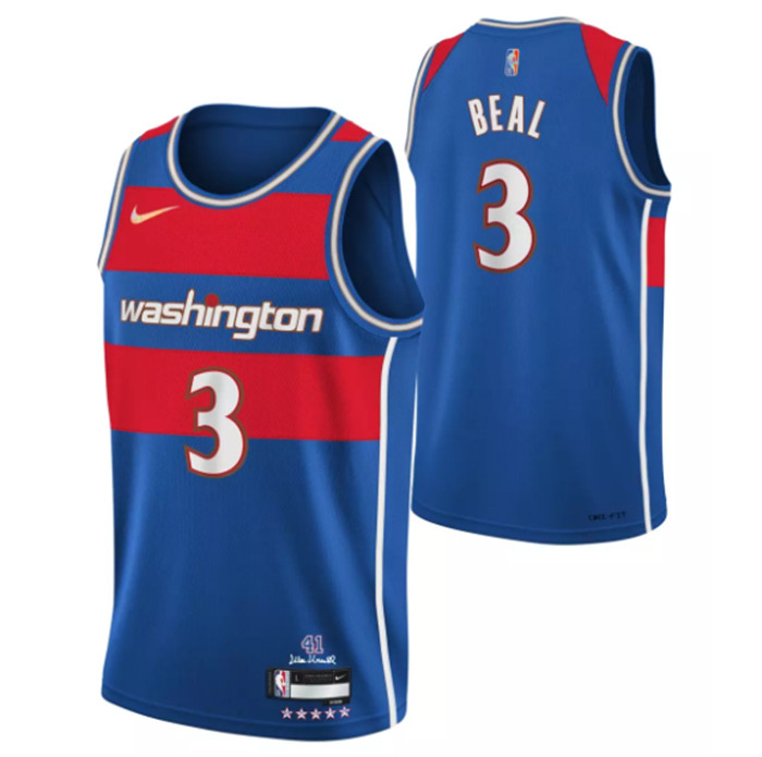 Men's Washington Wizards #3 Bradley Beal 75th Anniversary 2021 2022 Blue City Edition Swingman Stitched Jersey Men's Washington Wizards #3 Bradley Beal 75th Anniversary 2021 2022 Blue City Edition Swingman Stitched Jersey