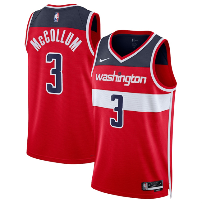 Men's Washington Wizards #3 CJ McCollum Red Icon Edition Stitched Basketball Jersey