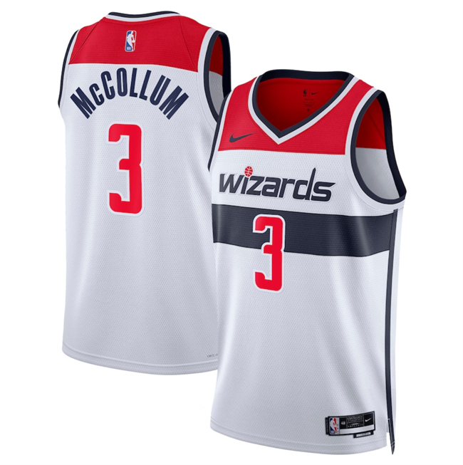 Men's Washington Wizards #3 CJ McCollum White Association Edition Stitched Basketball Jersey Men's Washington Wizards #3 CJ McCollum White Association Edition Stitched Basketball Jersey