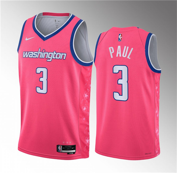Men's Washington Wizards #3 Chris Paul Pink 2023 City Edition Stitched Jersey Men's Washington Wizards #3 Chris Paul Pink 2023 City Edition Stitched Jersey