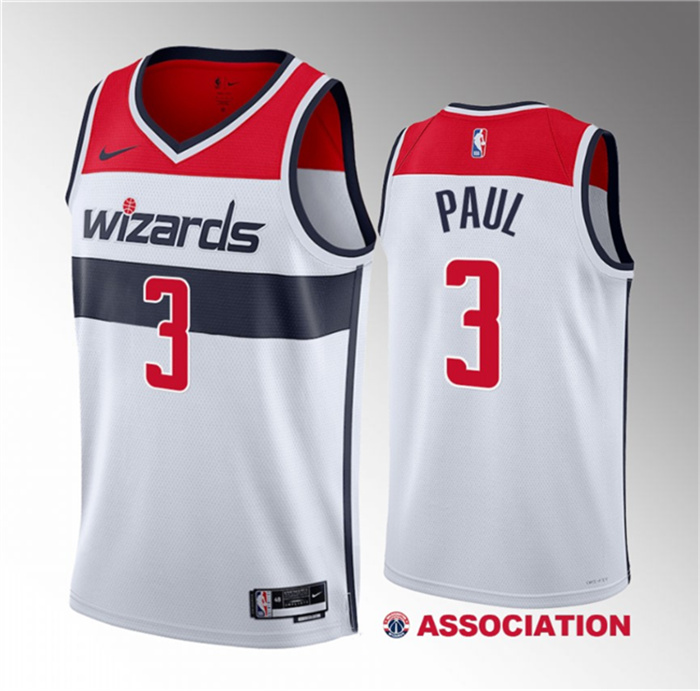 Men's Washington Wizards #3 Chris Paul White Association Edition Stitched Jersey Men's Washington Wizards #3 Chris Paul White Association Edition Stitched Jersey