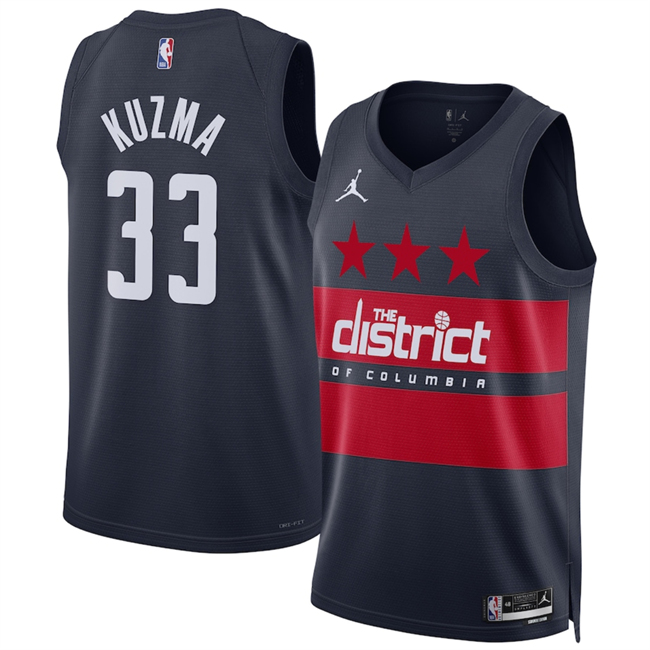Men's Washington Wizards #33 Kyle Kuzma Navy 2024 25 Statement Edition Stitched Basketball Jersey Men's Washington Wizards #33 Kyle Kuzma Navy 2024 25 Statement Edition Stitched Basketball Jersey