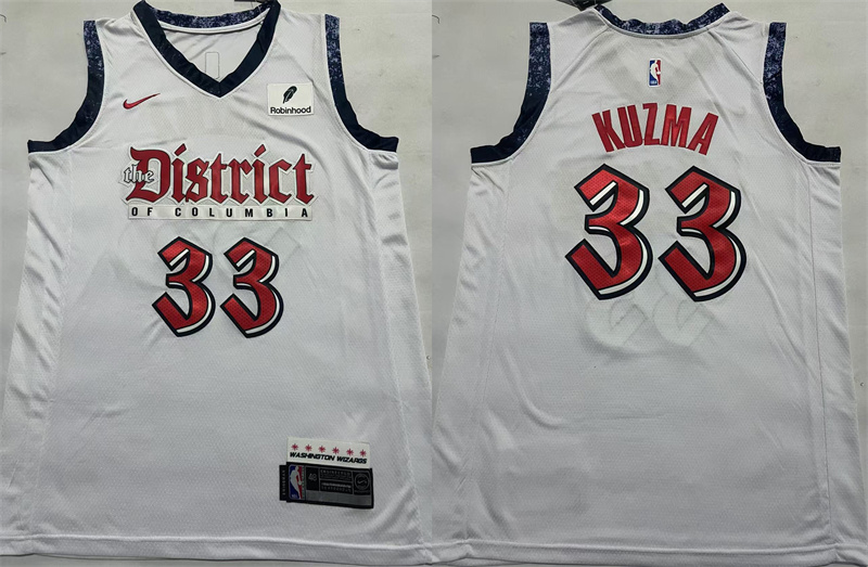 Men's Washington Wizards #33 Kyle Kuzma White Stitched Jersey Men's Washington Wizards #33 Kyle Kuzma White Stitched Jersey