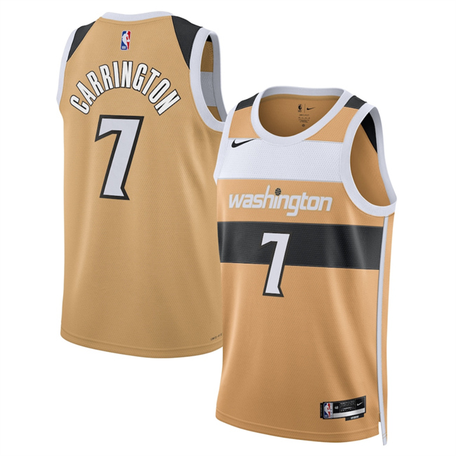 Men's Washington Wizards #7 Bub Carrington Gold 2025 26 City Edition Stitched Basketball Jersey Men's Washington Wizards #7 Bub Carrington Gold 2025 26 City Edition Stitched Basketball Jersey