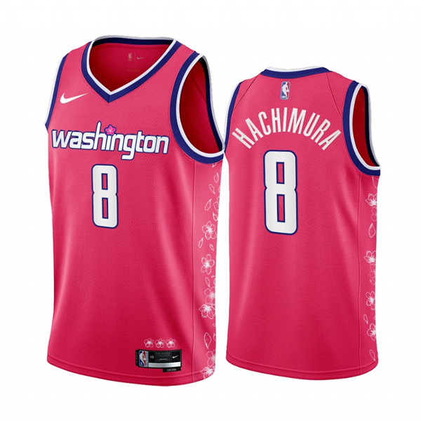 Men's Washington Wizards #8 Rui Hachimura 2022 23 Pink Cherry Blossom City Edition Limited Stitched Basketball Jersey Men's Washington Wizards #8 Rui Hachimura 2022 23 Pink Cherry Blossom City Edition Limited Stitched Basketball Jersey
