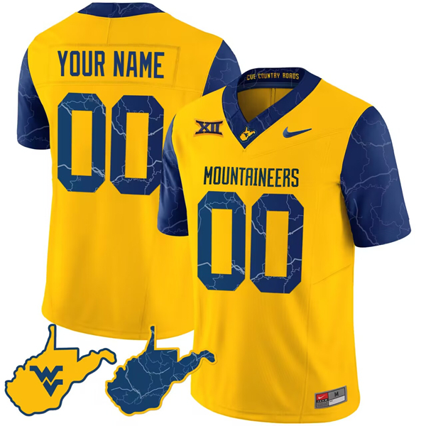 Men's West Virginia Mountaineers ACTIVE PLAYER Custom Gold 2023 F.U.S.E. Stitched Jersey Men's West Virginia Mountaineers ACTIVE PLAYER Custom Gold 2023 F.U.S.E. Stitched Jersey