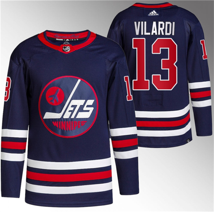Men's Winnipeg Jets #13 Gabriel Vilardi 2021 22 Navy Stitched Jersey Men's Winnipeg Jets #13 Gabriel Vilardi 2021 22 Navy Stitched Jersey