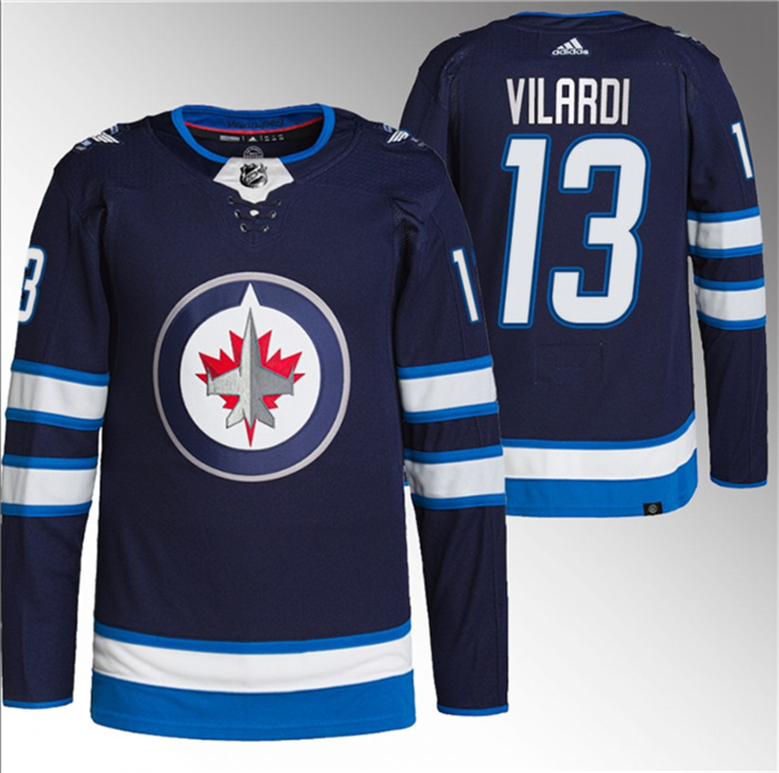 Men's Winnipeg Jets #13 Gabriel Vilardi Navy Stitched Jersey Men's Winnipeg Jets #13 Gabriel Vilardi Navy Stitched Jersey
