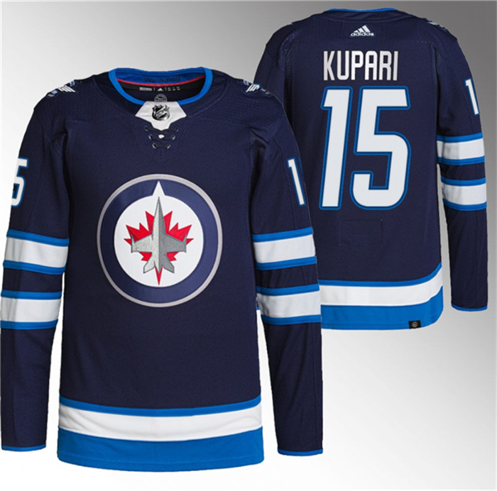 Men's Winnipeg Jets #15 Rasmus Kupari Navy Stitched Jersey Men's Winnipeg Jets #15 Rasmus Kupari Navy Stitched Jersey