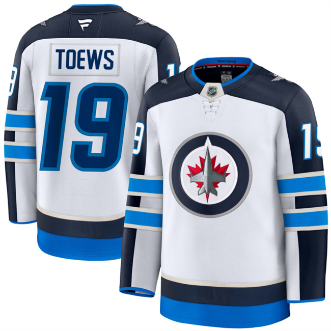 Men's Winnipeg Jets #19 Jonathan Toews White 2024-25 Away Stitched Hockey Jersey Men's Winnipeg Jets #19 Jonathan Toews White 2024-25 Away Stitched Hockey Jersey