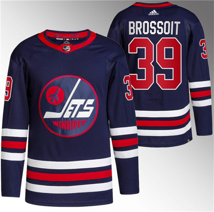 Men's Winnipeg Jets #39 Laurent Brossoit 2021 22 Navy Stitched Jersey Men's Winnipeg Jets #39 Laurent Brossoit 2021 22 Navy Stitched Jersey
