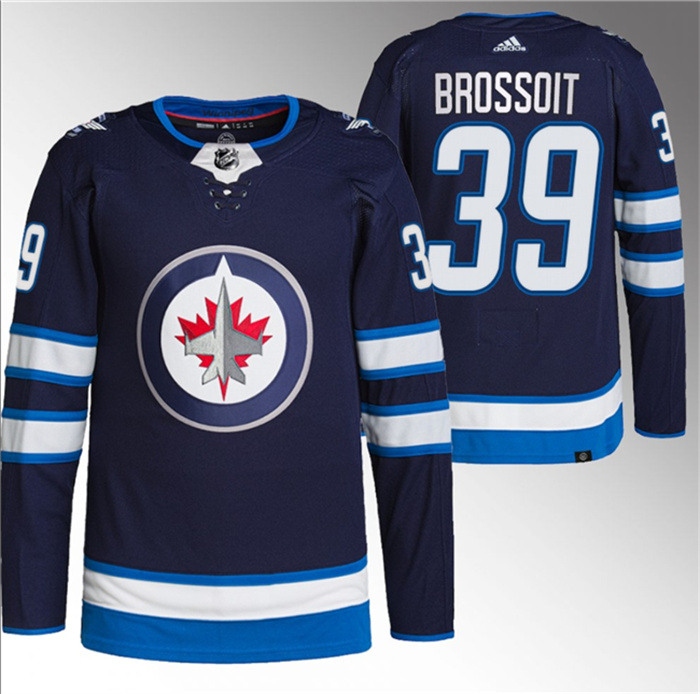 Men's Winnipeg Jets #39 Laurent Brossoit Navy Stitched Jersey Men's Winnipeg Jets #39 Laurent Brossoit Navy Stitched Jersey