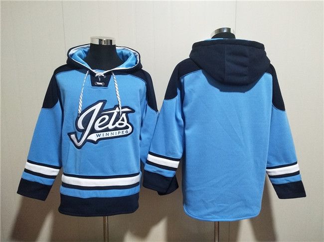 Men's Winnipeg Jets Blank Blue Lace-Up Pullover Hoodie Men's Winnipeg Jets Blank Blue Lace-Up Pullover Hoodie