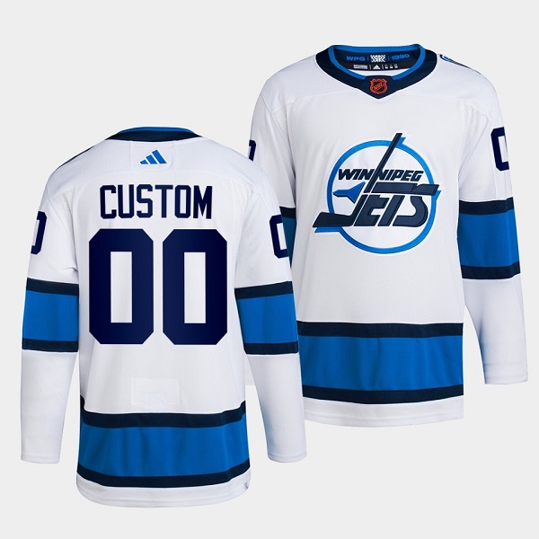Men's Winnipeg Jets Custom White 2022 Reverse Retro Stitched Jersey Men's Winnipeg Jets Custom White 2022 Reverse Retro Stitched Jersey