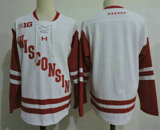 Men's Wisconsin Badgers Blank White College Hockey Stitched Under Armour NCAA Jersey Men's Wisconsin Badgers Blank White College Hockey Stitched Under Armour NCAA Jersey