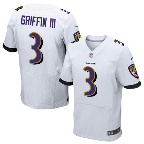 Men Baltimore Ravens #3 Robert Griffin III Elite White Nike Jersey