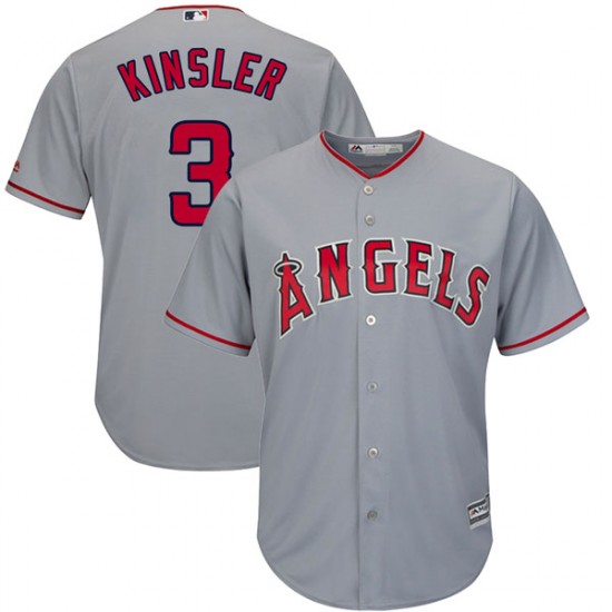 Men Los Angeles Angels #3 Ian Kinsler Gray Cool Base Jersey