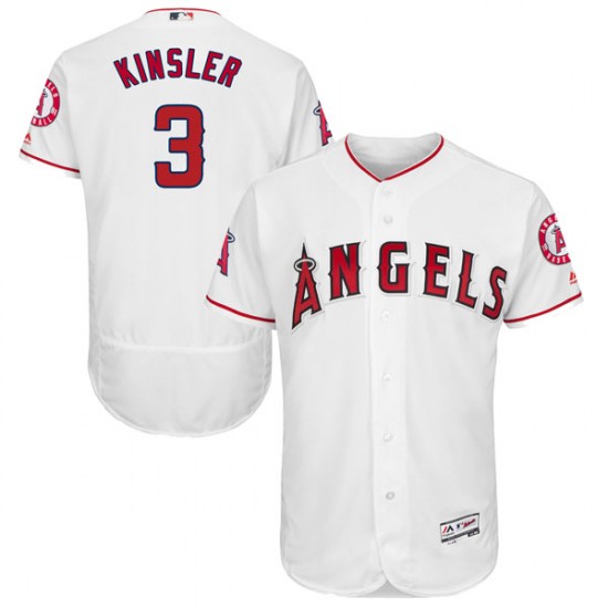 Men Los Angeles Angels #3 Ian Kinsler White Flexbase Home Jersey