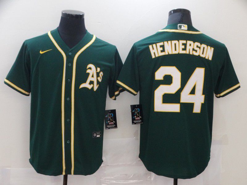 Men Oakland Athletics 24 Henderson Green Game 2021 Nike MLB Jersey Men Oakland Athletics 24 Henderson Green Game 2021 Nike MLB Jersey