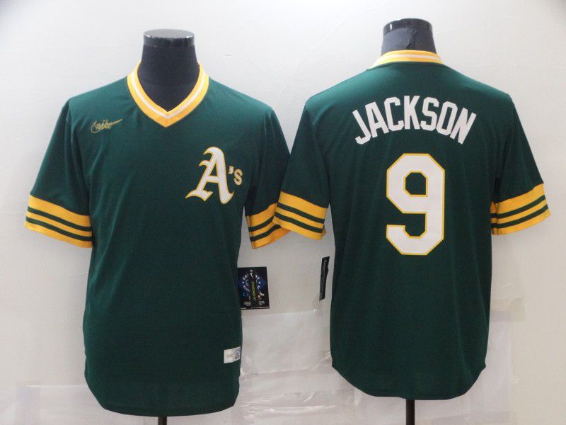 Men Oakland Athletics 9 Jackson Green Game Nike MLB Jersey Men Oakland Athletics 9 Jackson Green Game Nike MLB Jersey