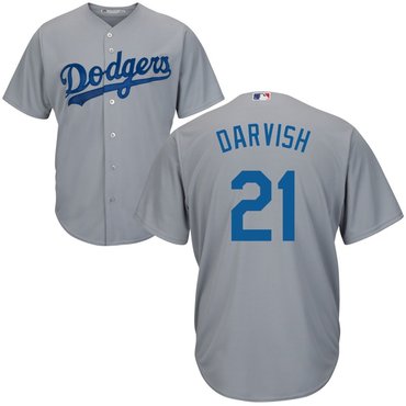 Men Yu Darvish #21 Los Angeles Dodgers Alternate Gray Cool Base Jersey