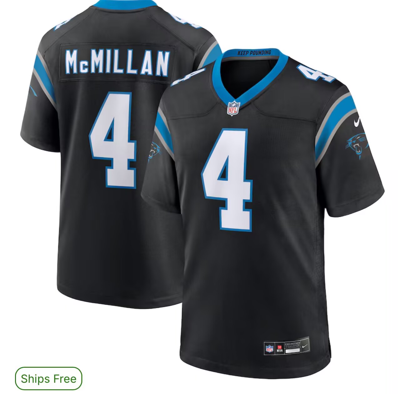 Men’s Carolina Panthers #4 Tetairoa McMillan Black Limited Stitched Jersey