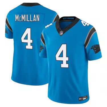 Men’s Carolina Panthers #4 Tetairoa McMillan Blue Limited Stitched Jersey