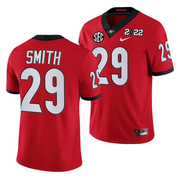 Men’s Georgia Bulldogs #29 Christopher Smith 2022 Patch Red College Football Stitched Jersey Men’s Georgia Bulldogs #29 Christopher Smith 2022 Patch Red College Football Stitched Jersey