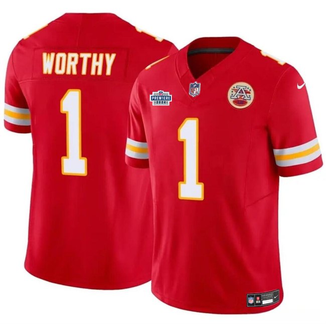 Men’s Kansas City Chiefs #1 Xavier Worthy Red F.U.S.E With Draft Patch Vapor Untouchable Limited Stitched Football Jersey Men’s Kansas City Chiefs #1 Xavier Worthy Red F.U.S.E With Draft Patch Vapor Untouchable Limited Stitched Football Jersey