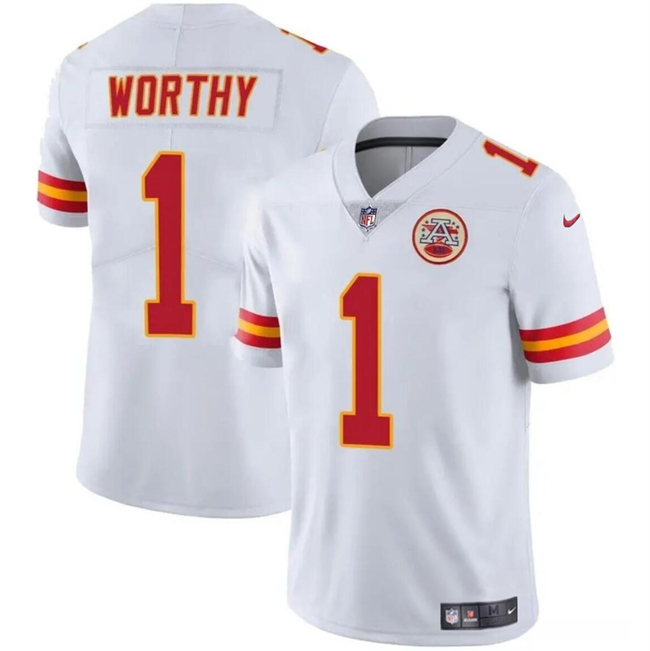 Men’s Kansas City Chiefs #1 Xavier Worthy White Vapor Untouchable Limited Stitched Football Jersey Men’s Kansas City Chiefs #1 Xavier Worthy White Vapor Untouchable Limited Stitched Football Jersey