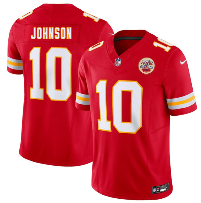 Men’s Kansas City Chiefs #10 Emmett Johnson Red 2026 Draft F.U.S.E. Vapor Untouchable Limited Stitched Football Jersey Men’s Kansas City Chiefs #10 Emmett Johnson Red 2026 Draft F.U.S.E. Vapor Untouchable Limited Stitched Football Jersey