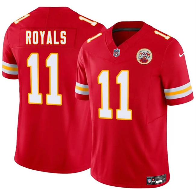 Men’s Kansas City Chiefs #11 Jalen Royals Red 2025 Draft F.U.S.E. Vapor Untouchable Limited Stitched Football Jersey Men’s Kansas City Chiefs #11 Jalen Royals Red 2025 Draft F.U.S.E. Vapor Untouchable Limited Stitched Football Jersey