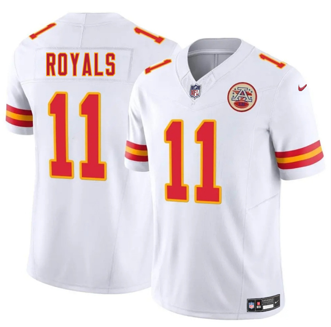 Men’s Kansas City Chiefs #11 Jalen Royals White 2025 Draft F.U.S.E. Vapor Untouchable Limited Stitched Football Jersey Men’s Kansas City Chiefs #11 Jalen Royals White 2025 Draft F.U.S.E. Vapor Untouchable Limited Stitched Football Jersey