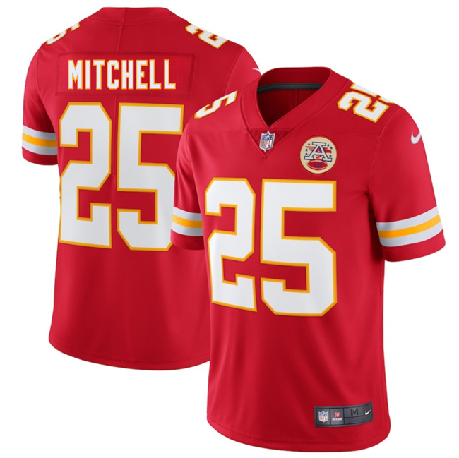 Men’s Kansas City Chiefs #25 Elijah Mitchell Red 2025 Vapor Untouchable Limited Stitched Football Jersey Men’s Kansas City Chiefs #25 Elijah Mitchell Red 2025 Vapor Untouchable Limited Stitched Football Jersey