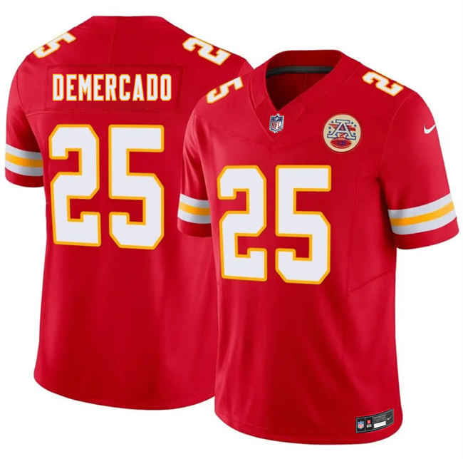 Men’s Kansas City Chiefs #25 Emari Demercado Red 2026 F.U.S.E. Vapor Untouchable Limited Stitched Football Jersey Men’s Kansas City Chiefs #25 Emari Demercado Red 2026 F.U.S.E. Vapor Untouchable Limited Stitched Football Jersey