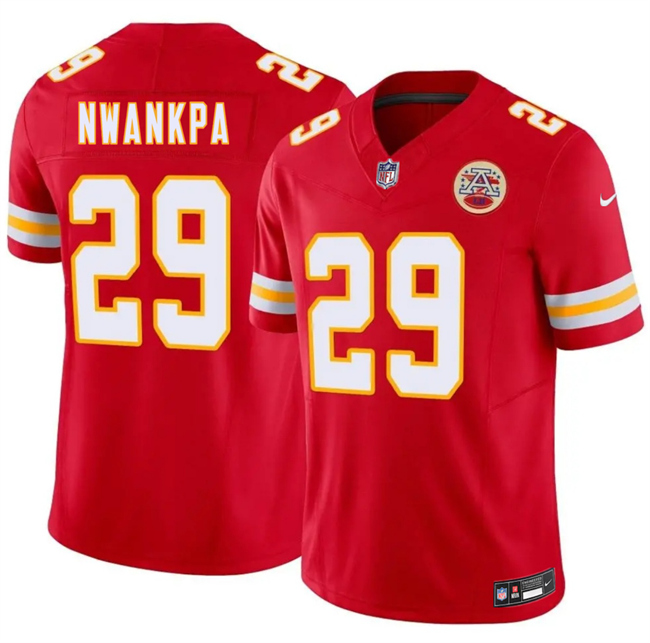 Men’s Kansas City Chiefs #29 Xavier Nwankpa Red 2026 Draft F.U.S.E. Vapor Untouchable Limited Stitched Football Jersey Men’s Kansas City Chiefs #29 Xavier Nwankpa Red 2026 Draft F.U.S.E. Vapor Untouchable Limited Stitched Football Jersey