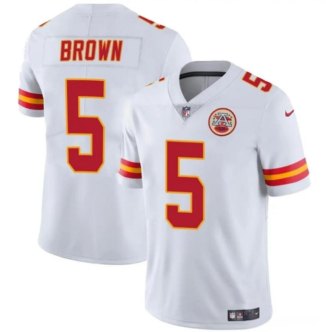 Men’s Kansas City Chiefs #5 Hollywood Brown White Vapor Untouchable Limited Stitched Football Jersey Men’s Kansas City Chiefs #5 Hollywood Brown White Vapor Untouchable Limited Stitched Football Jersey