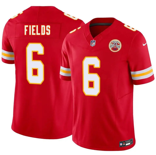Men’s Kansas City Chiefs #6 Justin Fields Red 2026 F.U.S.E. Vapor Untouchable Limited Stitched Football Jersey Men’s Kansas City Chiefs #6 Justin Fields Red 2026 F.U.S.E. Vapor Untouchable Limited Stitched Football Jersey