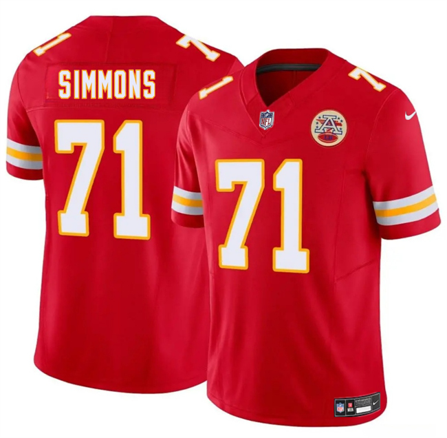 Men’s Kansas City Chiefs #71 Josh Simmons Red 2025 Draft F.U.S.E. Vapor Untouchable Limited Stitched Football Jersey Men’s Kansas City Chiefs #71 Josh Simmons Red 2025 Draft F.U.S.E. Vapor Untouchable Limited Stitched Football Jersey