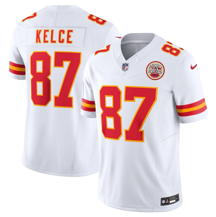 Men’s Kansas City Chiefs #87 Travis Kelce White 2023 F.U.S.E. Vapor Untouchable Limited Stitched Jersey Men’s Kansas City Chiefs #87 Travis Kelce White 2023 F.U.S.E. Vapor Untouchable Limited Stitched Jersey