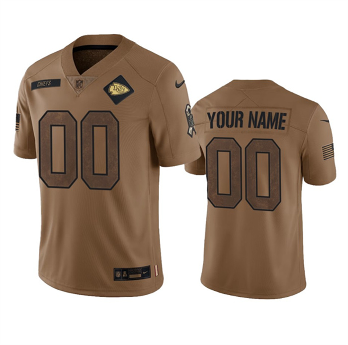 Men’s Kansas City Chiefs Active Player Custom 2023 Brown Salute To Service Limited Stitched Jersey Men’s Kansas City Chiefs Active Player Custom 2023 Brown Salute To Service Limited Stitched Jersey