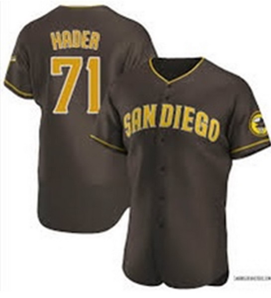 Men’s San Diego Padres #71 HADER  Flex Base Stitched Brown